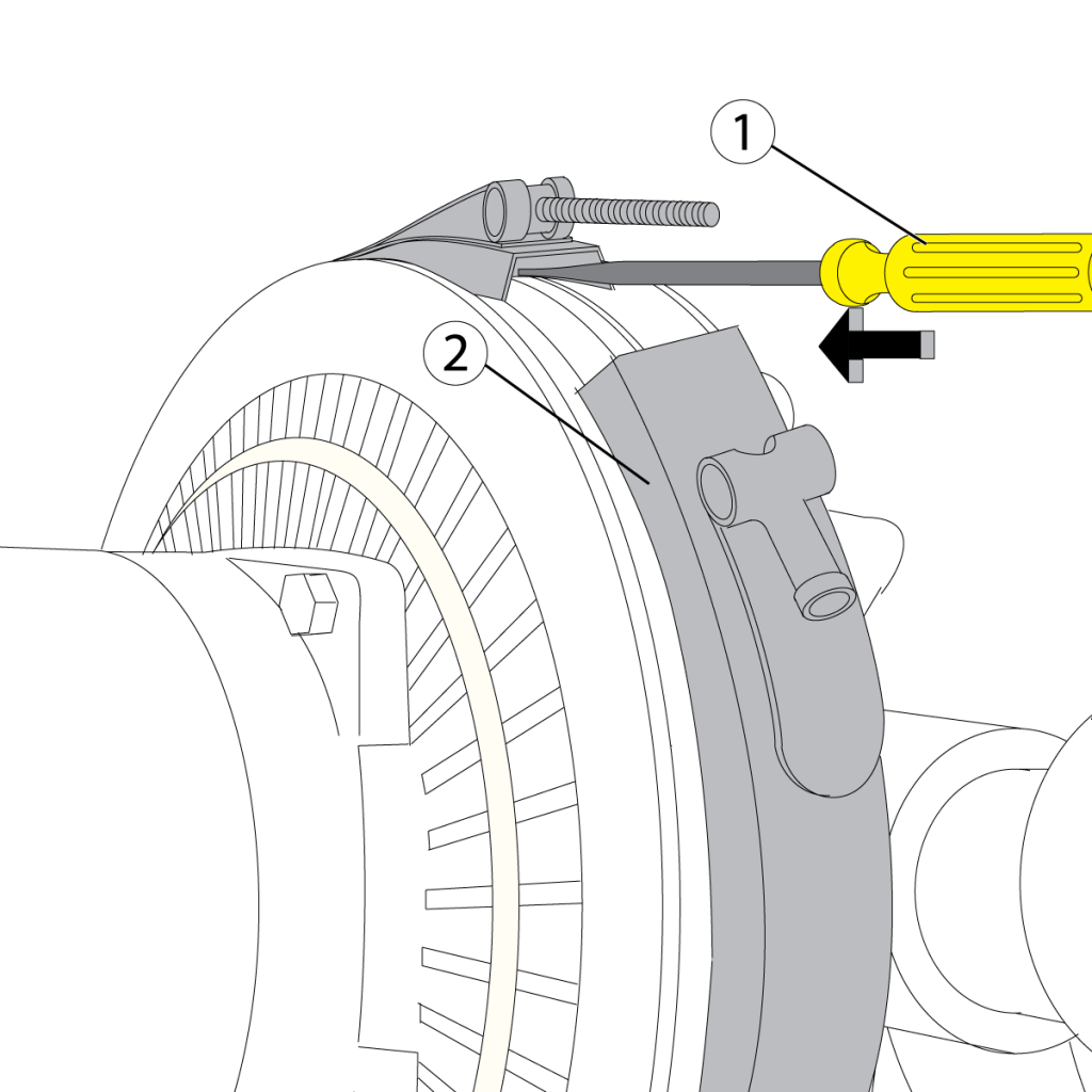 Use a screwdriver to gently pry the clamp open.