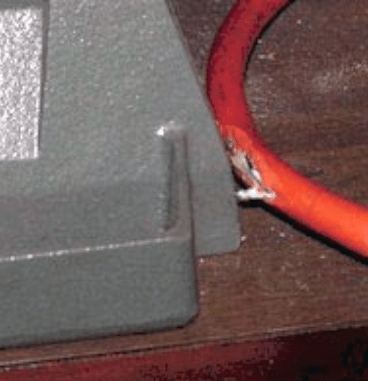 This cord is badly frayed and dangerous.