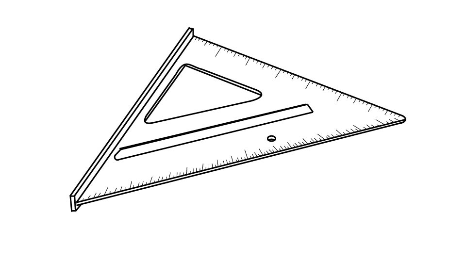 A line drawing of a carpenter's square