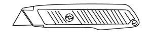 a line drawing of a fixed-blade utility knife