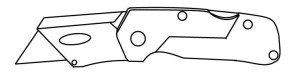 a line drawing of a folding utility knife
