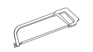 a line drawing of a hacksaw
