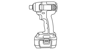 A line drawing of an impact driver