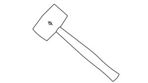 A line drawing of a rubber mallet