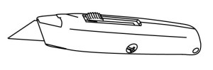 a line drawing of a retractable-blade utility knife