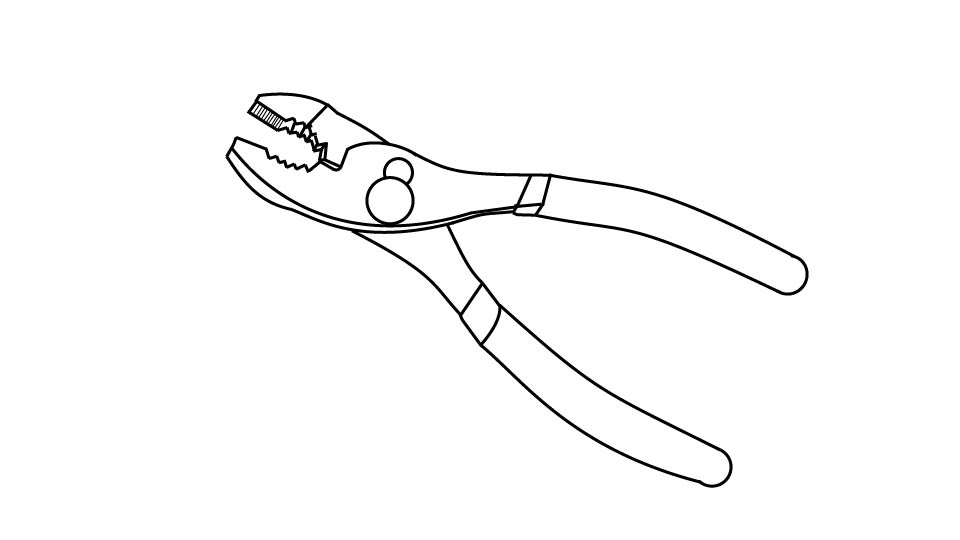 a Line drawing of slip-joint pliers