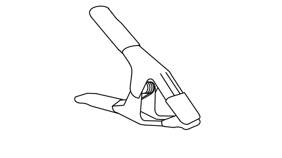 A three-point line illustration of a spring clamp