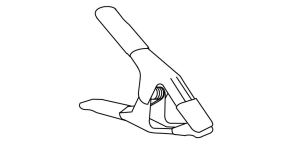 A line drawing of a spring clamp