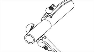 A line drawing of two pipe wrenches gripping two sections of a pipe. The wrenches are reversed so that one turns while the other holds.