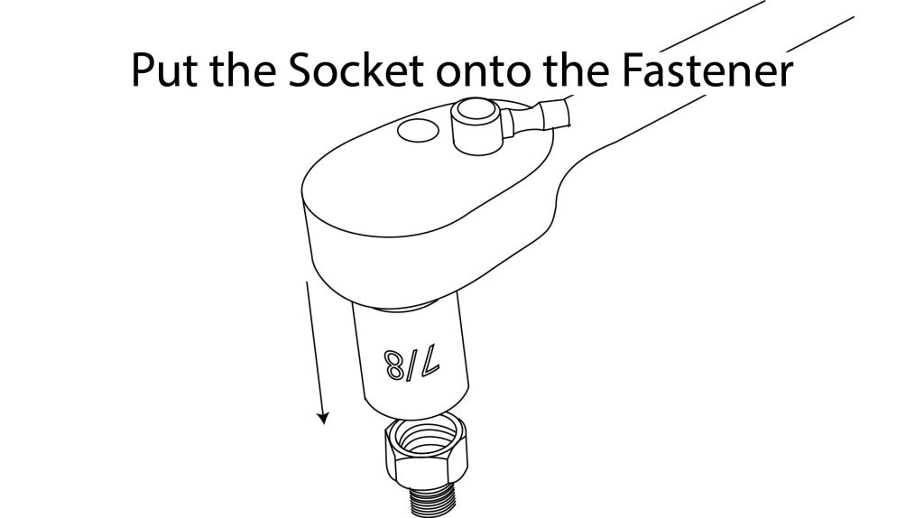 A line drawing of a 7/8" socket being applied to a hex nut.