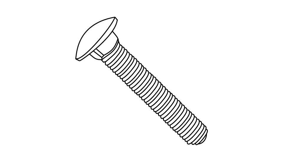 A line drawing of a carriage bolt by John D Reinhart