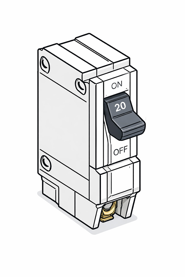 A line drawing of a circuit breaker