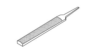 A line drawing of a half-round file