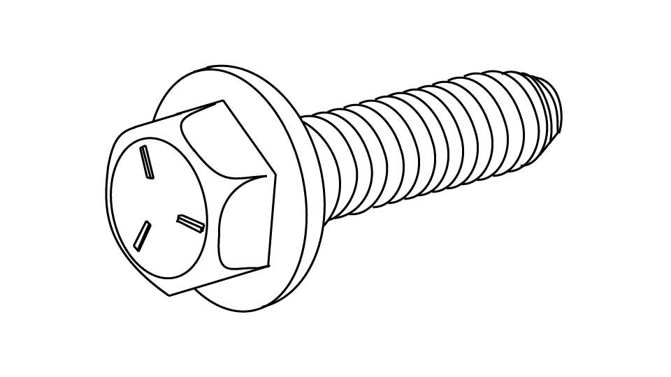 A line drawing of a hex bolt by John D Reinhart