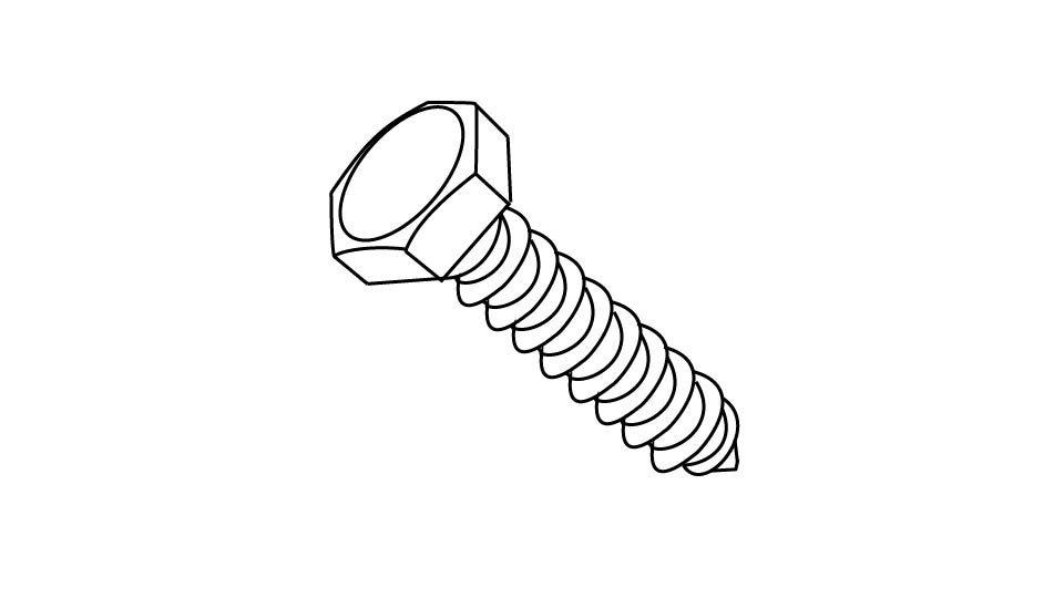 A line drawing of a lag bolt by John D Reinhart