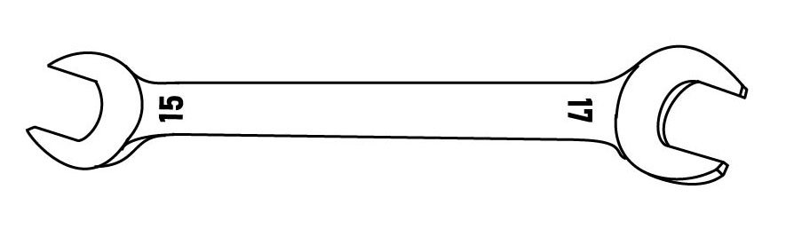 Three-point line illustration of an open-end wrench.