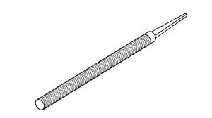 A line drawing of a round file