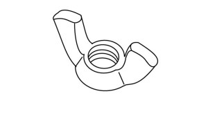 A line drawing of a wing nut