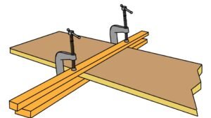A line drawing of clamp cauls by John D Reinhart