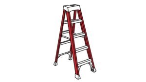 A line drawing of a step ladder by John D Reinhart in the Three-Point method.
