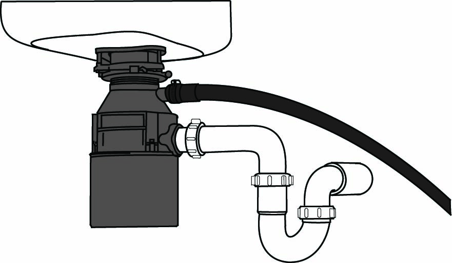 Technical line drawing of kitchen sink plumbing by John D. Reinhart, created using the Three Point Line illustration method