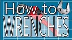 The words How to WRENCHES superimposed over an image of a pipe wrench while the Skip mascot looks on.